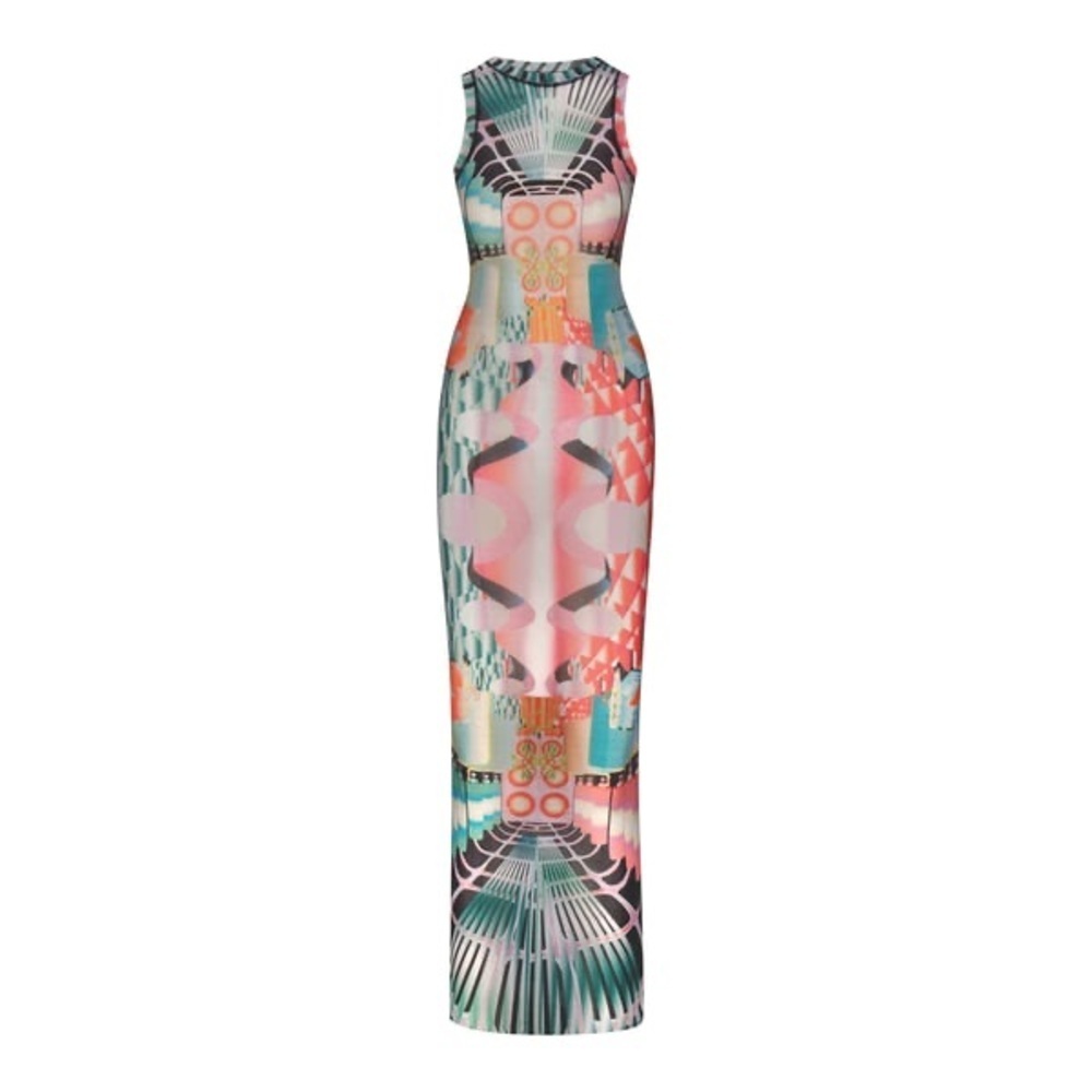 New Skims High Neck Summer Mesh l Maxi Dress Deco Train XS - Picture 3 of 10